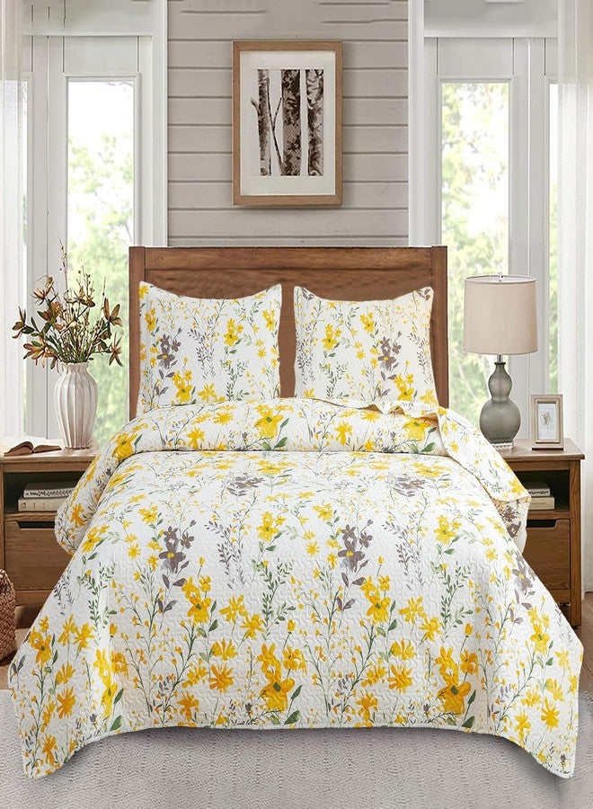 Jarson 3-Piece Floral Quilt Set King Size,Lightweight Spring Summer Country Bedspread,Reverisible Patchwork Botanical Flowers Bedding Set(1 Coverlet & 2 Pillow Shams Included) - Image 1