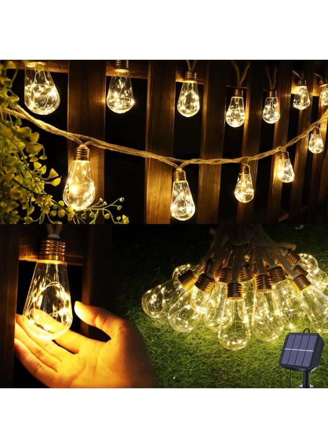 سوفام أضواء الوتر الشمسية في الهواء الطلق، 8 م أضواء الوتر الشمسية، أضواء الوتر البيضاء المقاومة للماء، 16 مصباح مضاد للكسر لحديقة سياج السلالم شرفة قهوة بيسترو - Image 1