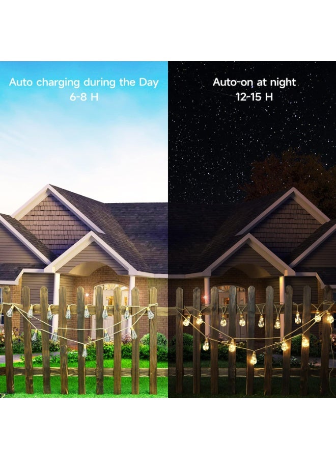سوفام أضواء الوتر الشمسية في الهواء الطلق، 8 م أضواء الوتر الشمسية، أضواء الوتر البيضاء المقاومة للماء، 16 مصباح مضاد للكسر لحديقة سياج السلالم شرفة قهوة بيسترو - Image 3