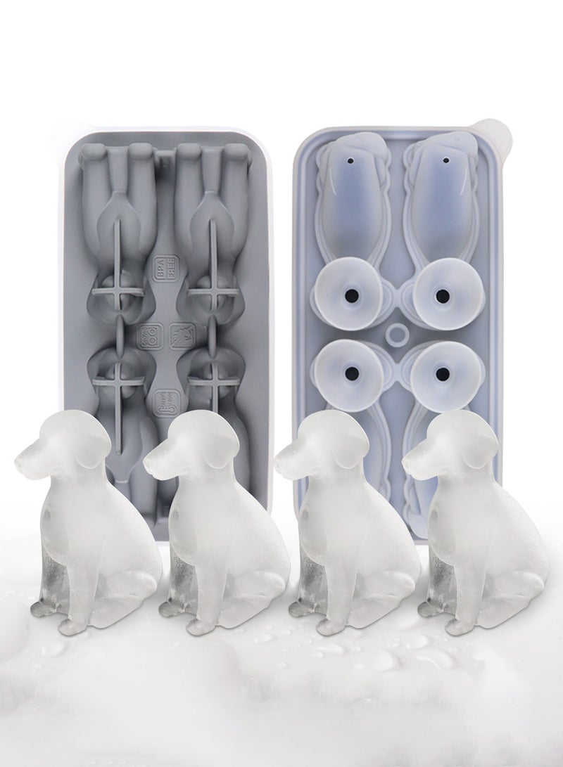 3D Dog Shaped Silicone Ice Cube Mold - Makes 4 Dog-Shaped Ice Cubes, Chocolates, and Biscuits - Perfect for Parties and Creative Desserts - Image 1