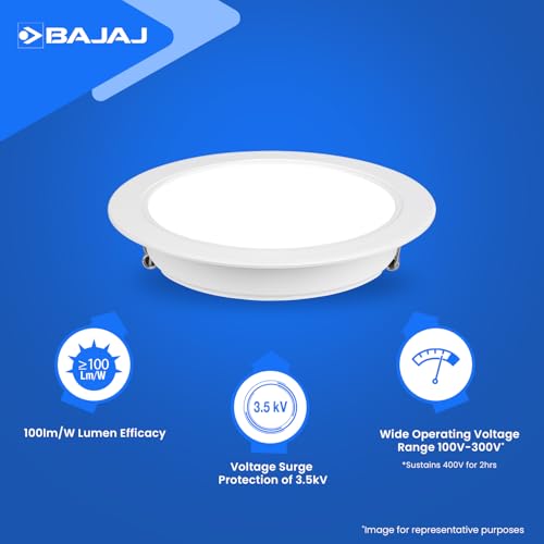 Bajaj Plastic Ivora 12W Recessed Down Light for Ceiling| False Ceiling Required|Cut Out-4 Inch|Cool Day Light|Energy Efficient|2 KV Surge Protection|for Home,Living Room,Bedroom,Kitchen - Image 4