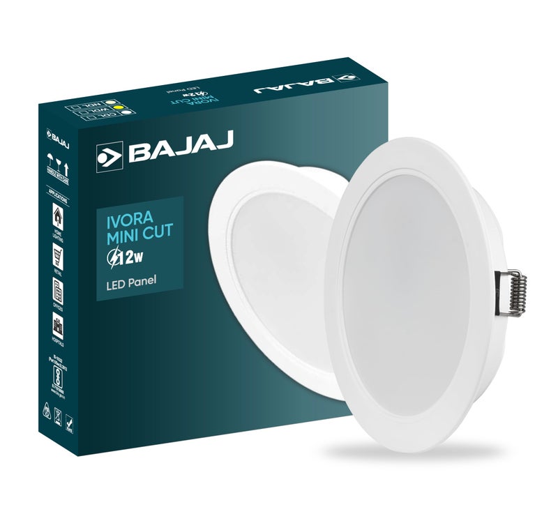 Bajaj Plastic Ivora 12W Recessed Down Light for Ceiling| False Ceiling Required|Cut Out-4 Inch|Cool Day Light|Energy Efficient|2 KV Surge Protection|for Home,Living Room,Bedroom,Kitchen - Image 1