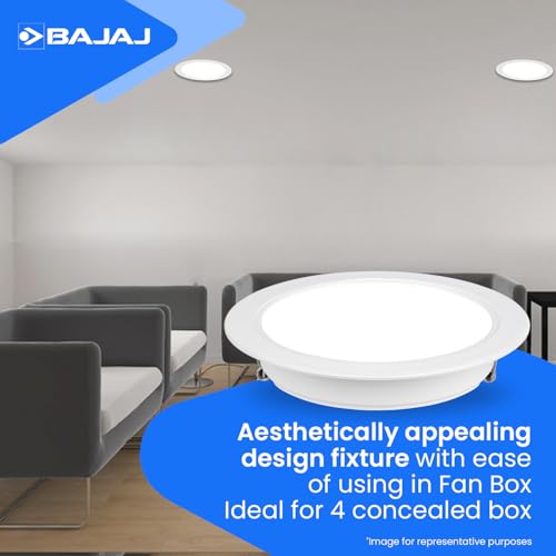 Bajaj Plastic Ivora 12W Recessed Down Light for Ceiling| False Ceiling Required|Cut Out-4 Inch|Cool Day Light|Energy Efficient|2 KV Surge Protection|for Home,Living Room,Bedroom,Kitchen - Image 3