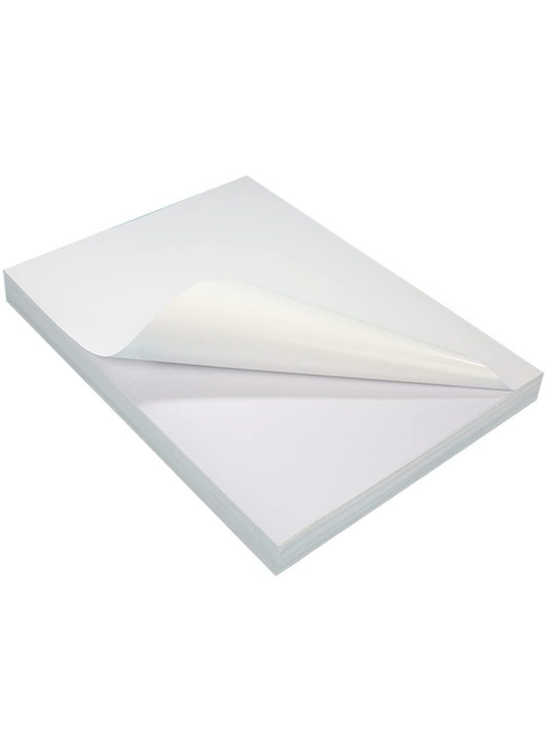 ECVV Printable Self Adhesive Sticker Paper Label for Laser & Inkjet Printer, Package Standard Letter A4 Size 8.5x12.5 cm, 100 Matte White Decal Sheet-100 Sheets  - Image 1