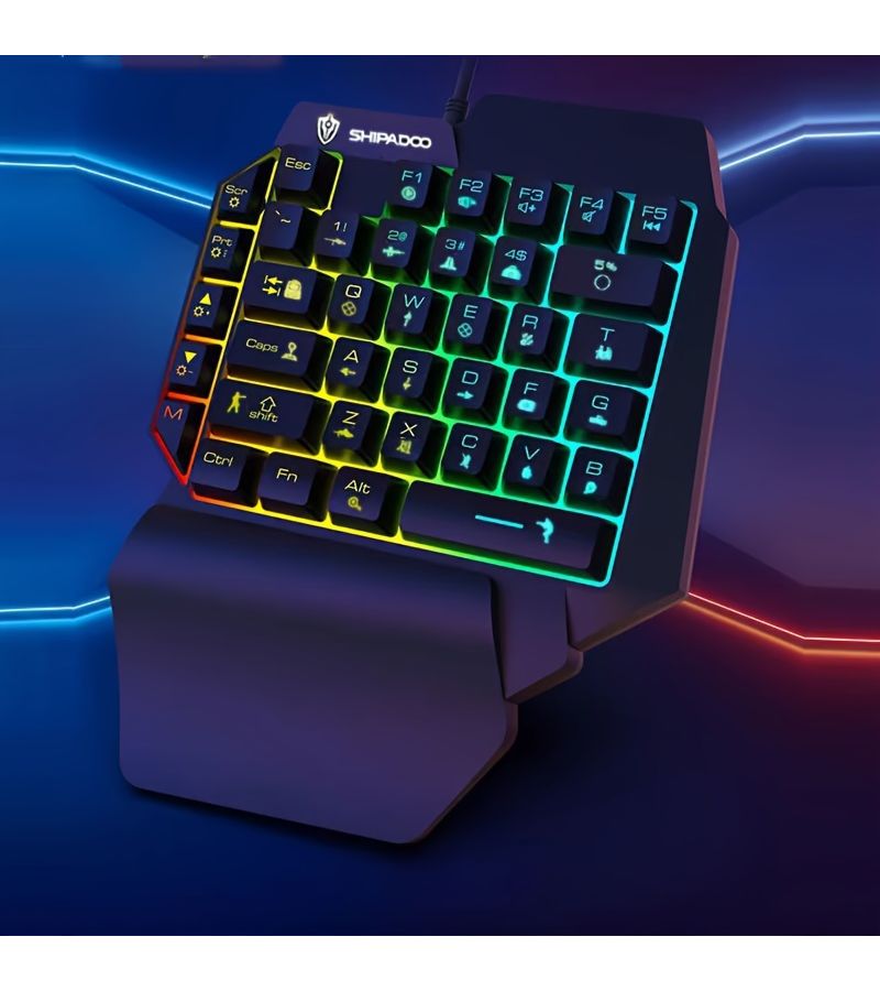 35 Key One Handed Gaming Keyboard Ergonomic Design Black With RGB Lighting Thin Film Keypad Long Time Use Comfort - Image 1