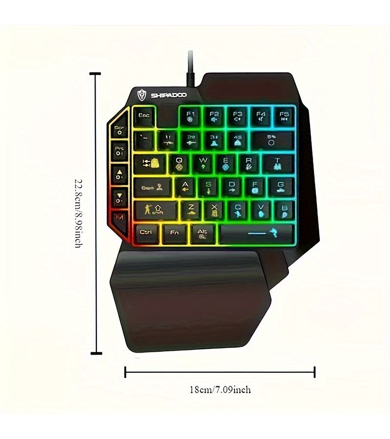 35 Key One Handed Gaming Keyboard Ergonomic Design Black With RGB Lighting Thin Film Keypad Long Time Use Comfort - Image 2