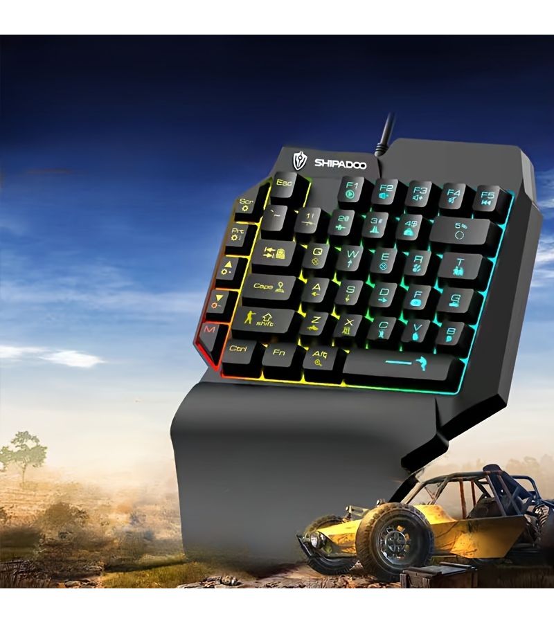 35 Key One Handed Gaming Keyboard Ergonomic Design Black With RGB Lighting Thin Film Keypad Long Time Use Comfort - Image 4