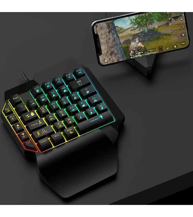 35 Key One Handed Gaming Keyboard Ergonomic Design Black With RGB Lighting Thin Film Keypad Long Time Use Comfort - Image 3