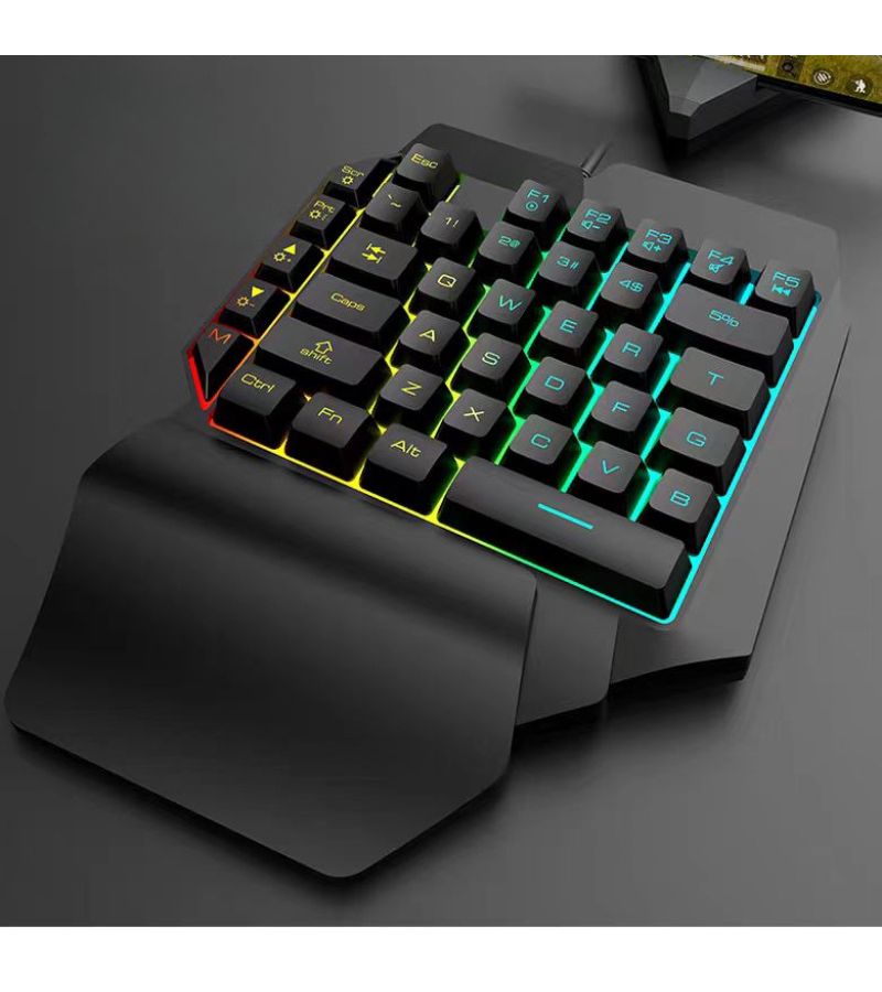 35 Key One Handed Gaming Keyboard Ergonomic Design Black With RGB Lighting Thin Film Keypad Long Time Use Comfort - Image 5
