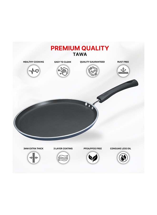 VINOD Vinod Zest Aluminium Non Stick Dosa Omni Tawa - 30cm | 3mm Extra Thick | 3 Layer Ceramic Coat | Bakelite Handle | Toxin Free | Gas Base - 1 Year Warranty  - Image 5