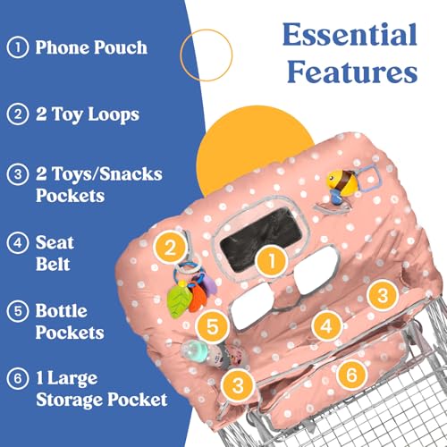 PILLANI Shopping Cart Cover for Baby, High Chair Cover for Restaurant Seat - Grocery Cart Cover for Baby Girl and Boy, Comfortable Cotton Buggy Covers for Babies - Padded Toddler Shopping Cart Cover - Image 4