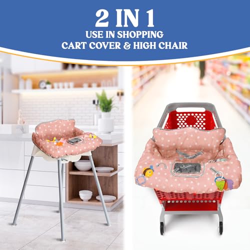 PILLANI Shopping Cart Cover for Baby, High Chair Cover for Restaurant Seat - Grocery Cart Cover for Baby Girl and Boy, Comfortable Cotton Buggy Covers for Babies - Padded Toddler Shopping Cart Cover - Image 5