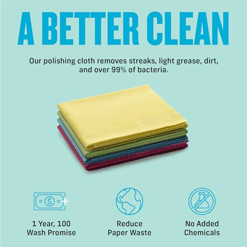 E-Cloth Microfiber Cleaning Cloths for Glass & Polishing - Lint-Free Polishing Cloth, Glass Cleaning Cloth for Windows, Cars, Mirrors, and More - 4-Pack of Assorted Color Microfiber Cloths - Image 4