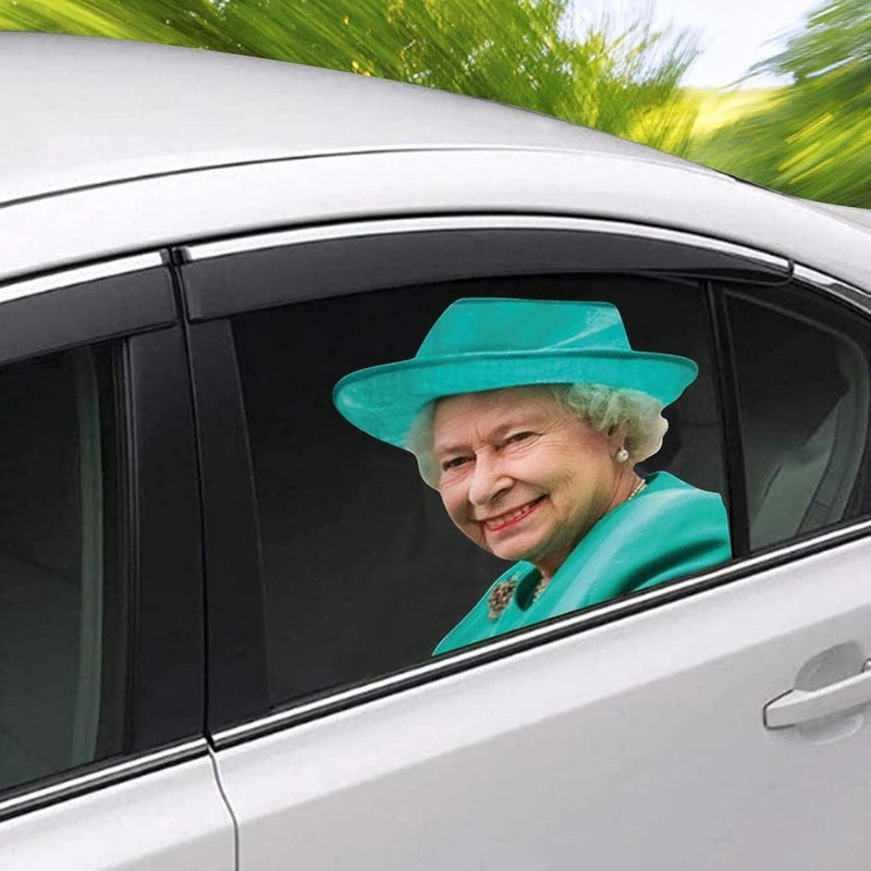 woobles Queen Elizabeth Car Sticker Queen Elizabeth Car Window Sticker Car Window Decal Funny Car Sticker Waterproof Car Window Cling Ride Personalized Funny Car Window Cling Car Sticker Decoration - Image 5