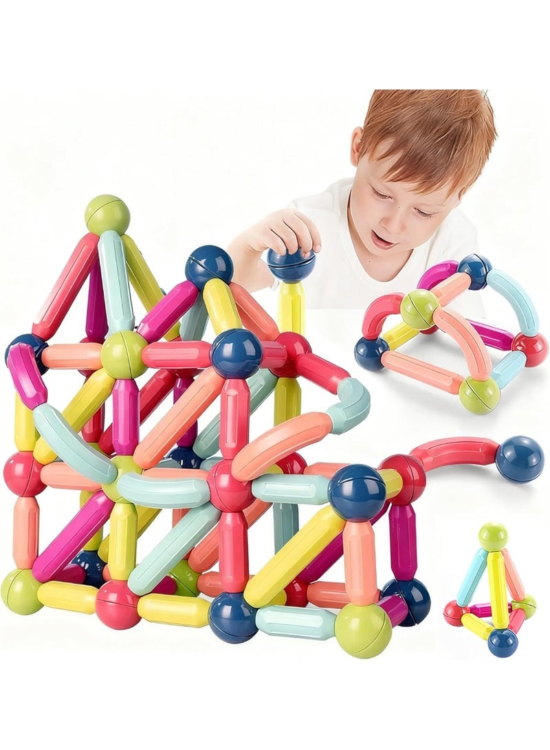 ماجنيتك 42 قطعة من مكعبات البناء المغناطيسية، ألعاب مغناطيسية مونتيسوري للأطفال الصغار، ألعاب تعليمية STEM للأولاد والبنات، ألعاب إبداعية للأطفال، مادة ABS، غير سامة، للأعمار من 3 سنوات فما فوق - Image 1