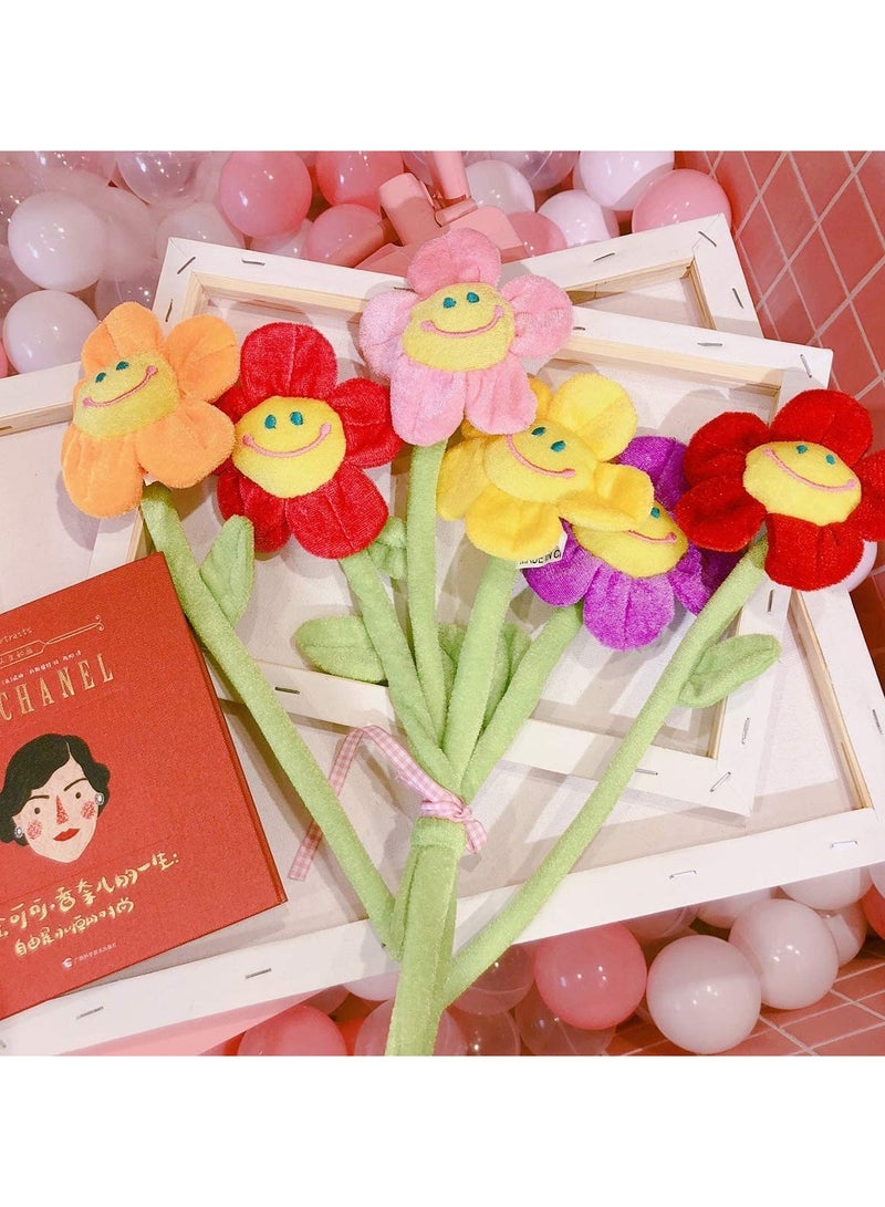 KASTWAVE SYOSI Artificial Plush Flower, Bendable Curtain Buckle Tiebacks, Birthday Wedding Party Durable Plush Daisy Flower Bouquet, with Happy Smiley Face Gift for Kids Baby Girl Toddlers, 16PCS - Image 2
