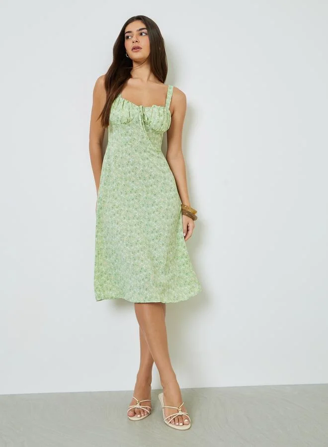 Take Two Mint Green Ditsy Print Midi Dress