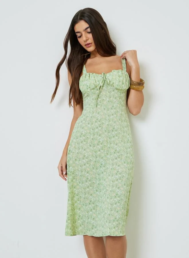 Take Two Mint Green Ditsy Print Midi Dress