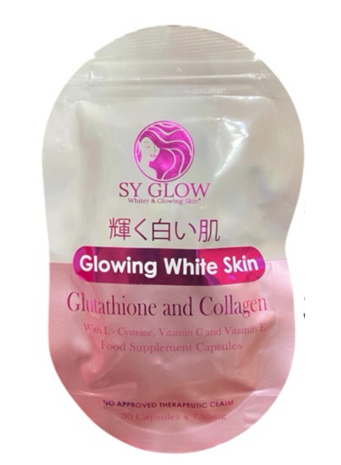 SY GLOW SY GLOW Glowing White SKin Glutathione and Collagen 30 Capsules * 750mg | Best Price KSA