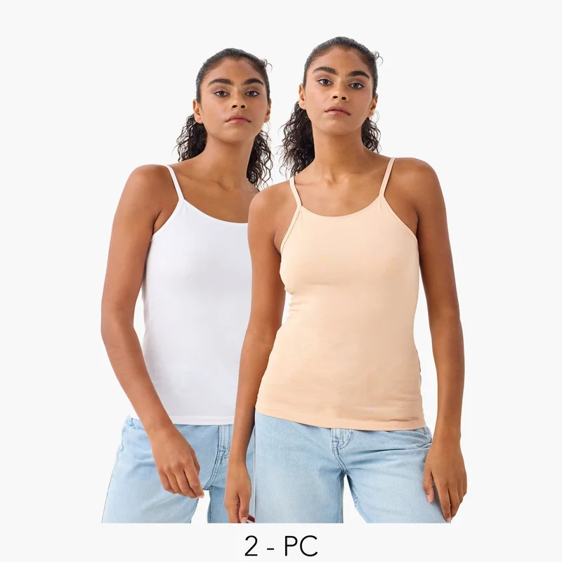 Splash FAV Set of 2 - Camisole Top with Scoop Neck and Spaghetti Straps