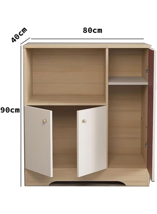 دولاب تخزين جانبي للمدخل وغرفة المعيشة والمكتب من ايه جي دي - بوفيه مطبخ بسعة كبيرة - مقاس 80 × 40 × 90 سم - Image 2