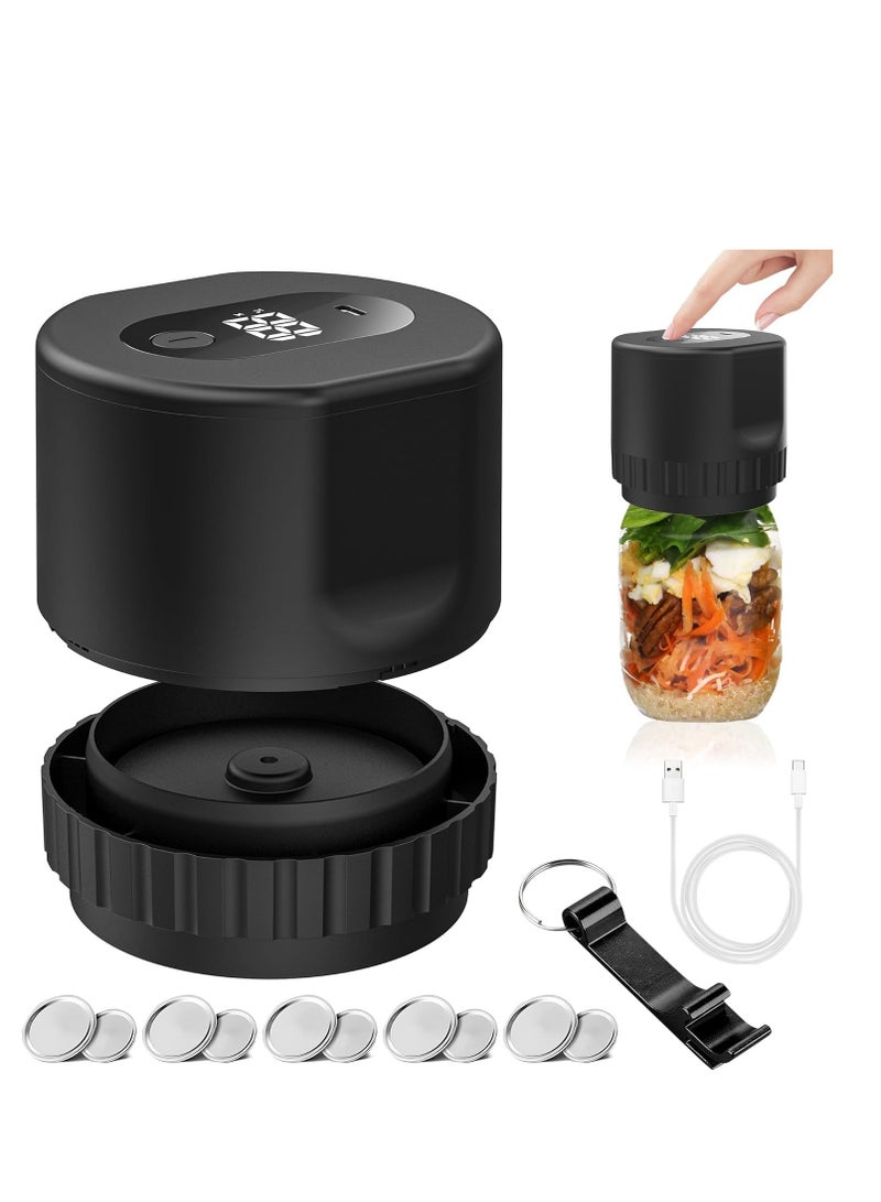 Excefore Electric Mason Jar Vacuum Sealer, Portable Vacuum Sealing Device, Mason Jar Lid Sealer, Electric Jar Sealing Machine, Air Removal for Mason Jars, Time-Saving, Electric Food Preserver With 10 Jar Lids - Image 1