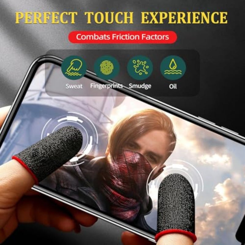 10 Pack Mobile Phone Gaming Finger Sleeves, 0.3mm Silver Fiber Red Smooth Feel, Anti-Sweat Breathable, Extremely Thin, Maximum Touch Response, Finger Sleeves For All Touchscreen Devices - Image 5