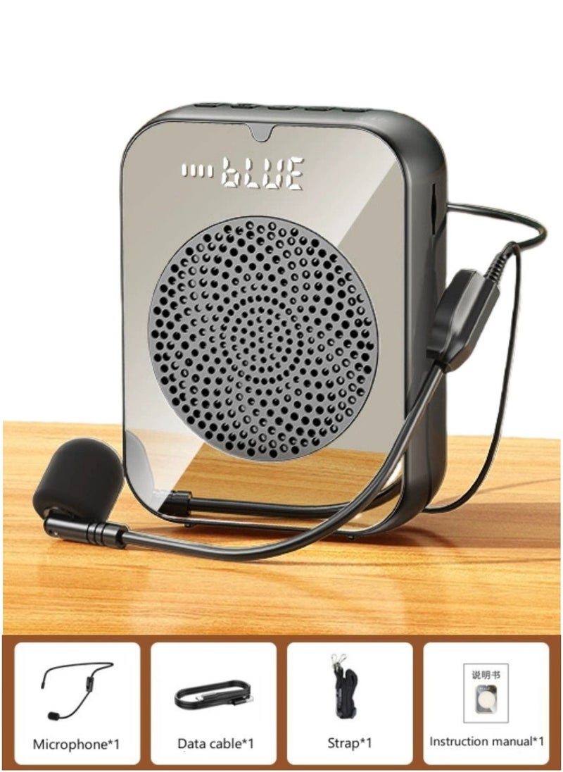 Mirror Amplifier for Wired Microphone Headset, Personal Microphone Voice Amplifier, Speaker for Teachers, Guide/Coaching Conference/Yoga/Fitnessï¼Blackï¼ - Image 1