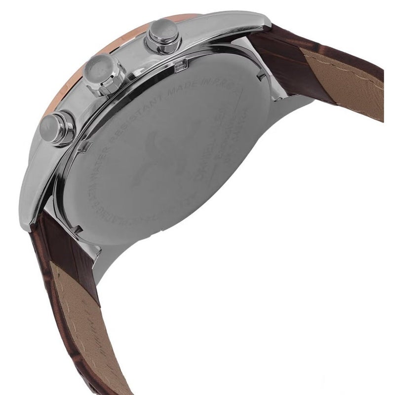 DANIEL KLEIN Men's Leather Silver and Rose Gold Alloy Case Analog Dark Green Round Sunray Dial Japanese Quartz Exclusive 50 Meters Water Resistant - Image 3