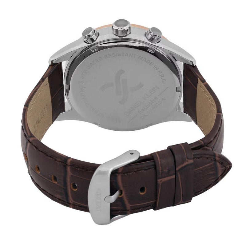 DANIEL KLEIN Men's Leather Silver and Rose Gold Alloy Case Analog Dark Green Round Sunray Dial Japanese Quartz Exclusive 50 Meters Water Resistant - Image 4