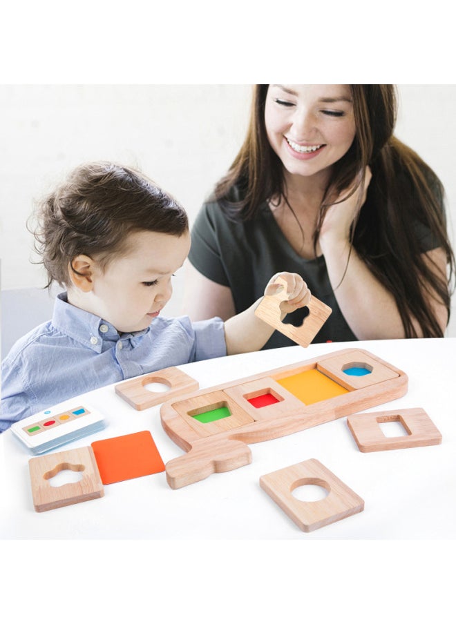 Children's Early Education Color Cognition Whale Geometric Shape Color Split Color Matching Puzzle Puzzle Wooden Toy-Color:Whale Geometric Color Separation Puzzle