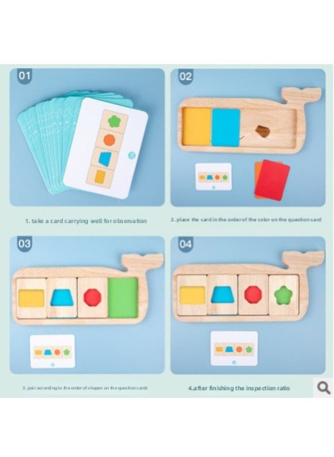 Children's Early Education Color Cognition Whale Geometric Shape Color Split Color Matching Puzzle Puzzle Wooden Toy-Color:Whale Geometric Color Separation Puzzle