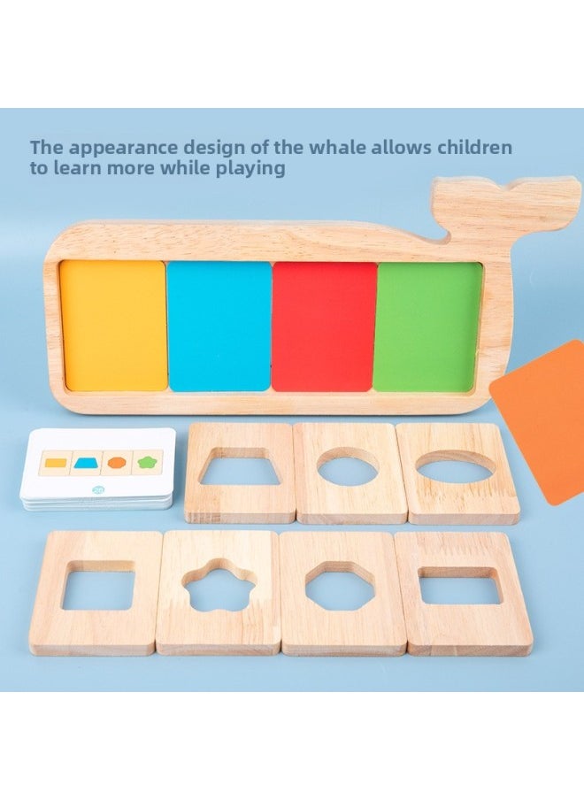 Children's Early Education Color Cognition Whale Geometric Shape Color Split Color Matching Puzzle Puzzle Wooden Toy-Color:Whale Geometric Color Separation Puzzle