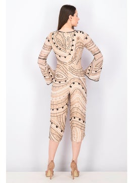 Miss Selfridge Women Textured V-neck Belle Sleeve Jumpsuit, Blush Pink  - Image 2
