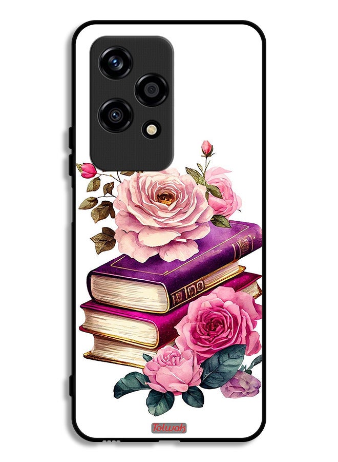Tolwak غطاء حماية لهاتف Honor 200 Lite 5G مزخرف بالورود والكتب - Image 1