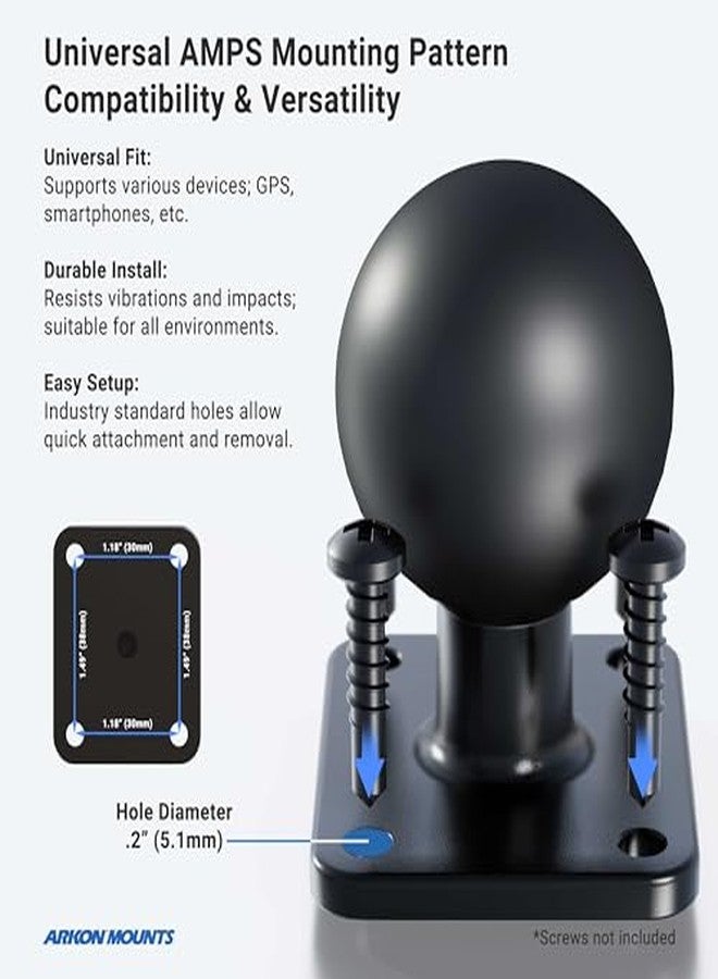 Arkon محولات ARKON المعدنية 4 ثقوب AMPS إلى 38 مم (1.5 بوصة) | تركيب دائم على الأسطح المسطحة | بناء معدني للمتانة | مصمم لحوامل كرات 38 مم والأذرع - Image 2
