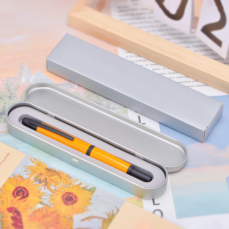 Wikult Jinhao 10 Press Fountain Pen with Box, Orange Retractable Extra Fine Nib with Ink Converter Set (Black Clip) - Image 5