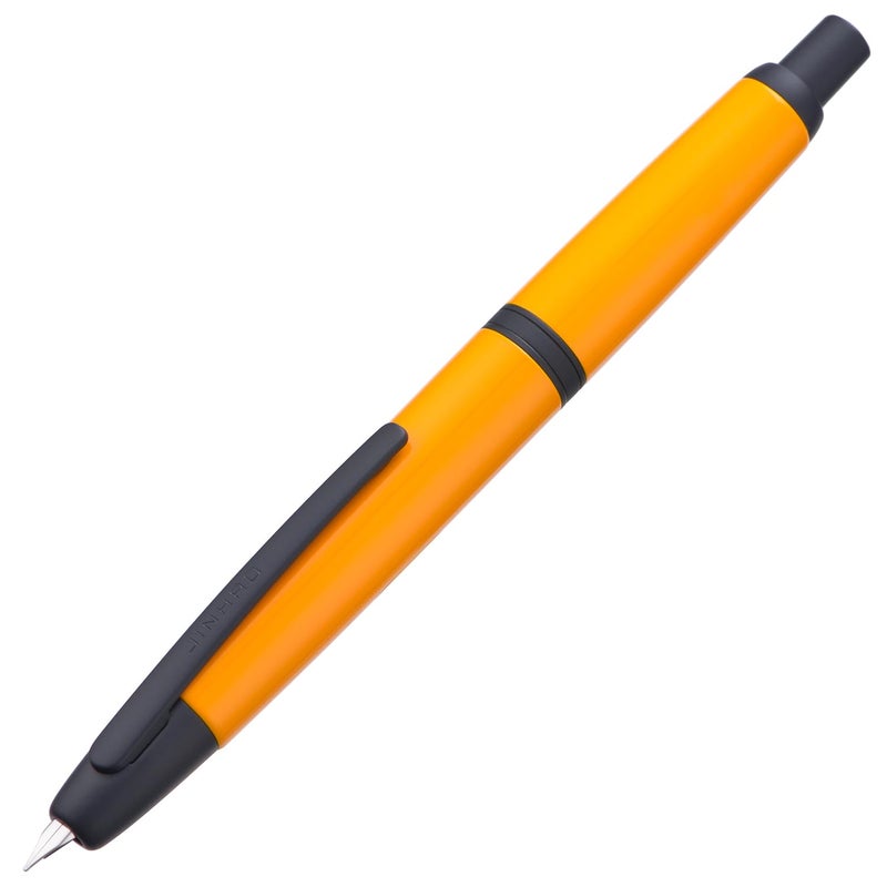 Wikult Jinhao 10 Press Fountain Pen with Box, Orange Retractable Extra Fine Nib with Ink Converter Set (Black Clip) - Image 2
