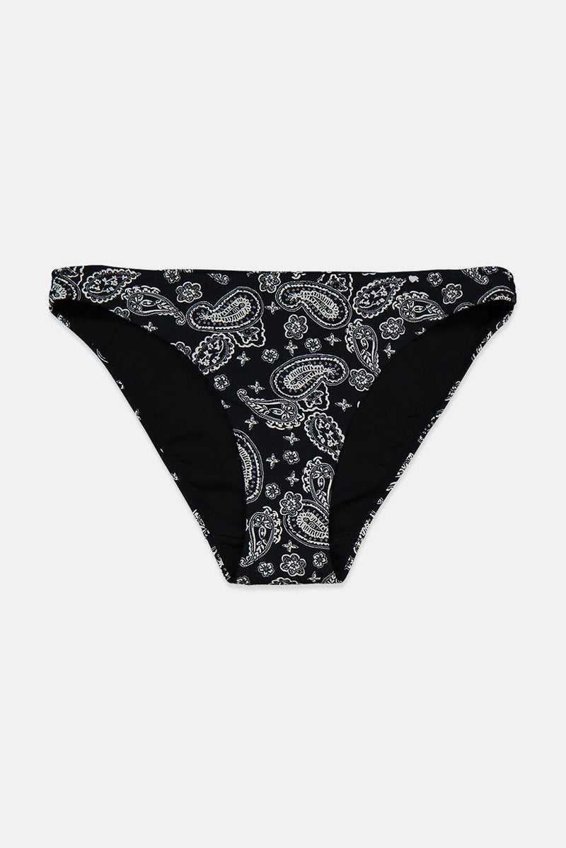 Etam Women Printed Bikini Bottom, Black - Image 1