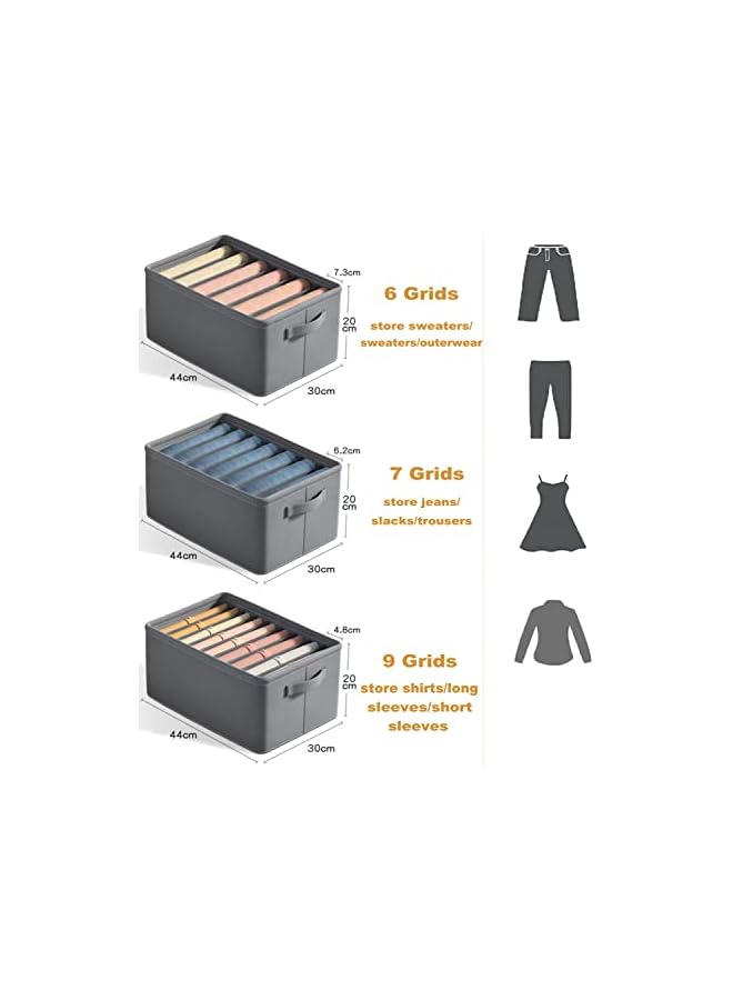 Green Tiger Clothes Storage Box Wardrobe Clothes Drawer Organizer, Foldable Drawer Bins for Clothing Closet Storage Basket Houseware Closet Underwear Bra Socks Organizer Drawer Divider 3 Pcs (6/7/9Grids) - Image 4