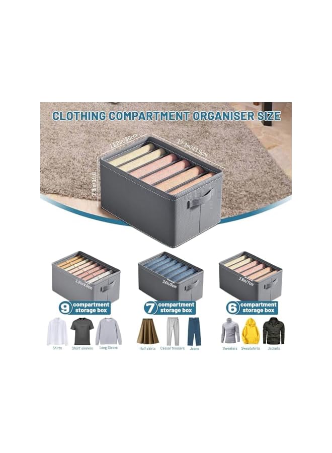 Green Tiger Clothes Storage Box Wardrobe Clothes Drawer Organizer, Foldable Drawer Bins for Clothing Closet Storage Basket Houseware Closet Underwear Bra Socks Organizer Drawer Divider 3 Pcs (6/7/9Grids) - Image 2