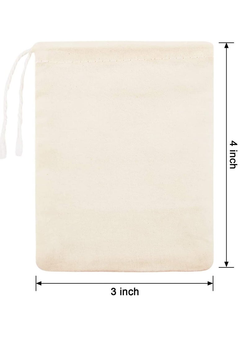 Excefore 50 Pieces Cheesecloth Bags for Straining Reusable Empty Tea Bags Soup Bags Spice Bags for Cooking Cold Brew Coffee Bags Strainer Bags (4 x 3 Inch)  - Image 2