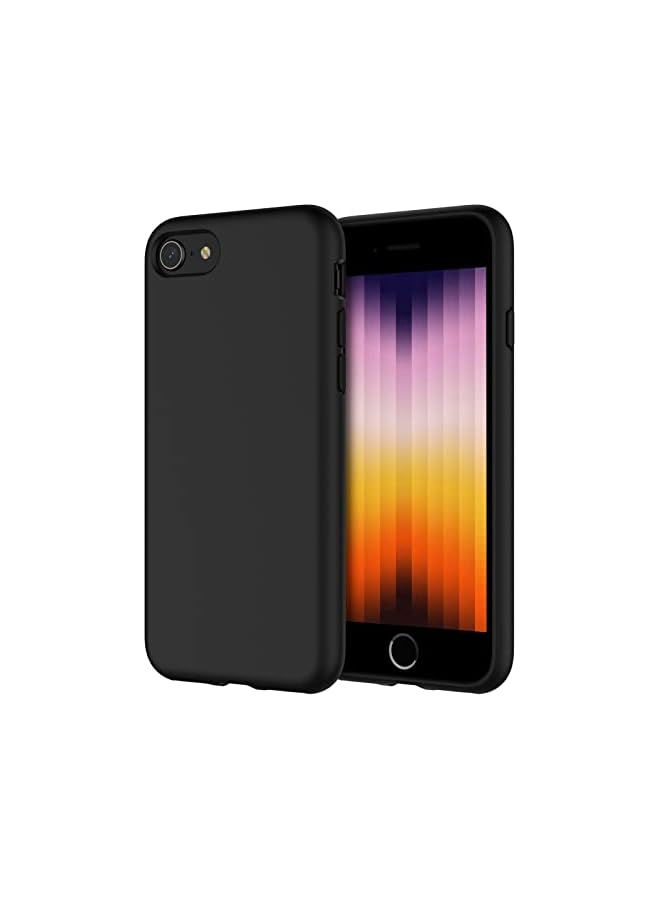 JETech Silicone Case for iPhone SE 3/2 (2022/2020 Edition), 4.7-Inch, Silky-Soft Touch Full-Body Protective Phone Case, Shockproof Cover with Microfiber Lining (Black) - Image 1