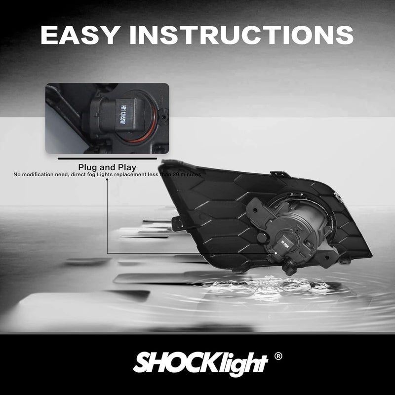 Shocklight Fog Lights Assembly for 2016-2019 Nissan Sentra/Sylphy with H11 12V 55W Halogen Bulbs - Image 5