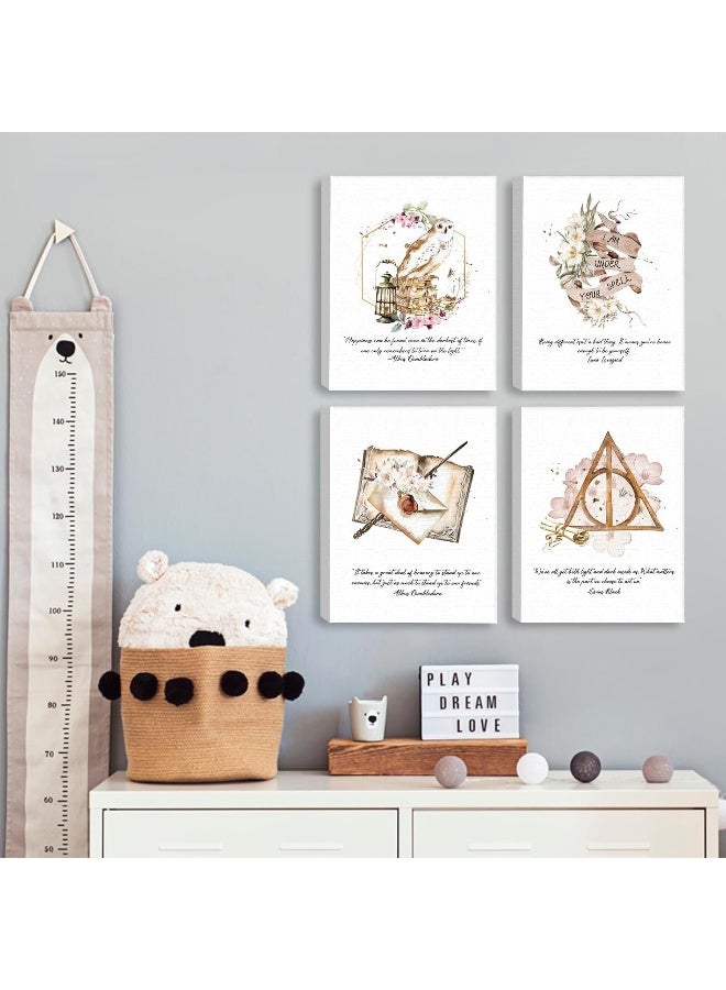 KAIRNE Inspirational Quotes Canvas Wall Art for Kids Bedroom Decor, Magical Poster Set Of 4 (8"X10", with Framed), Motivational Phrase Wall Art, Be Kind Art Prints Golden Magic Feather Pictures - Image 2