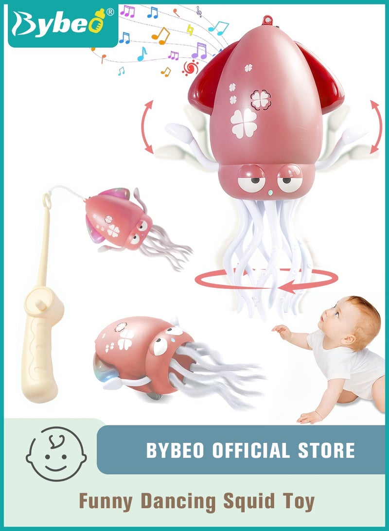 Bybeo Baby Crawling Toy, Infant Tummy Time Toy, Dancing Octopus Toy with LED Light and Music, Toddler Early Learning Toys for Learning to Walk, Rechargeable Magic Dancing Squid Toy for 3+ Year Old Kids with Fishing Rod - Image 1