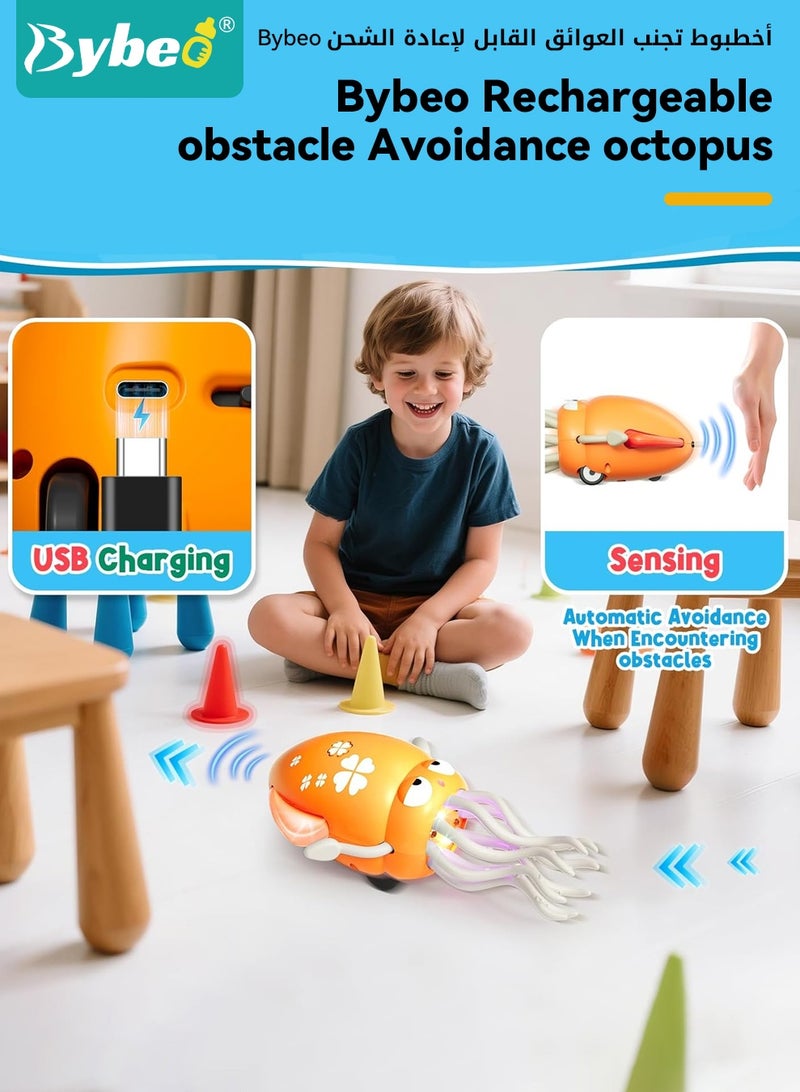 Bybeo Baby Crawling Toy, Infant Tummy Time Toy, Dancing Octopus Toy with LED Light and Music, Toddler Early Learning Toys for Learning to Walk, Rechargeable Magic Dancing Squid Toy for 3+ Year Old Kids with Fishing Rod - Image 3