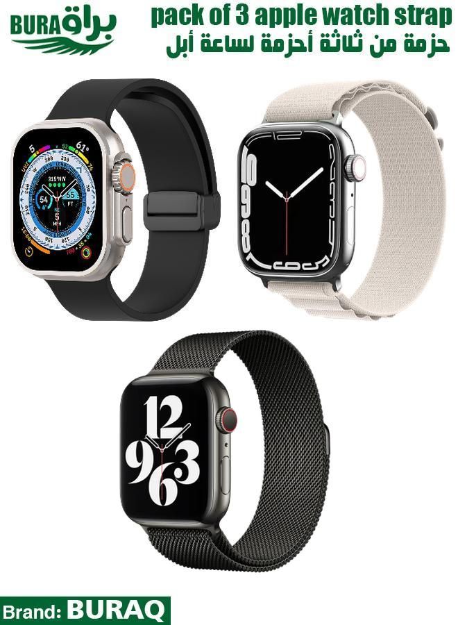 BURAQ Apple Watch Band Strap For Apple Watch Ultra 2/Ultra 49mm, Series 10 46mm, 9/8/7 45mm, SE2/SE/6/5/4 44mm, 3/2/1 42mm