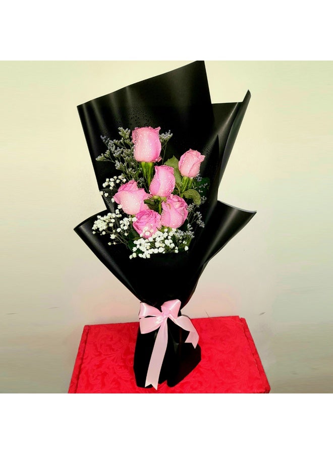 6 Pink Roses Bouquet