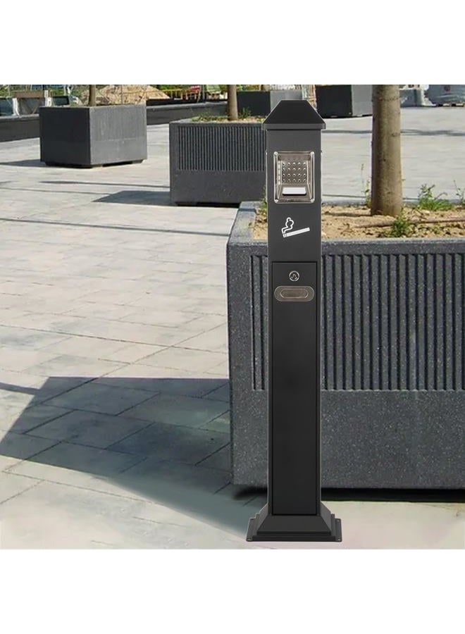 AIWFL Stainless Steel Vertical Trash Bin Outdoor Trash Cans Holder Waste Containers 1.2M Ash Bin w/ Key - Image 5